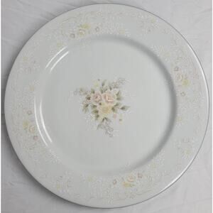 Crescent Fine China Jie Pai Dinner Plate Painted Golden Flowers and Accents